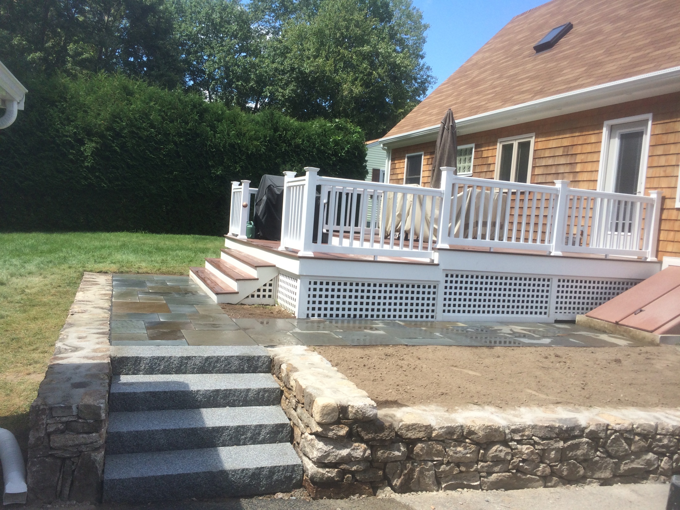 Fieldstone Wall, Granite Steps & Bluestone Walkway — Woonsocket, RI