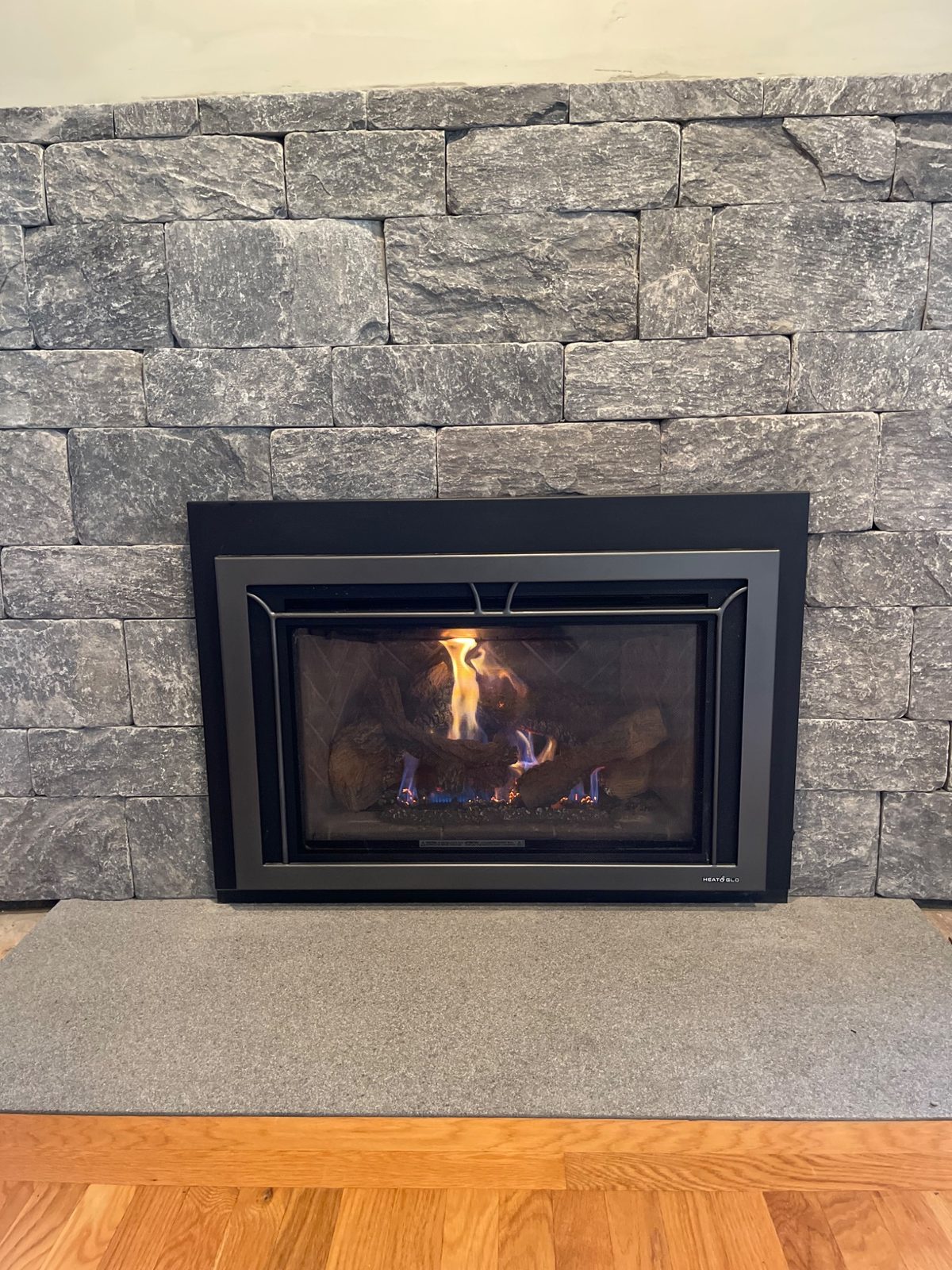 Stone Veneer & Gas Log Fireplace — Needham, MA