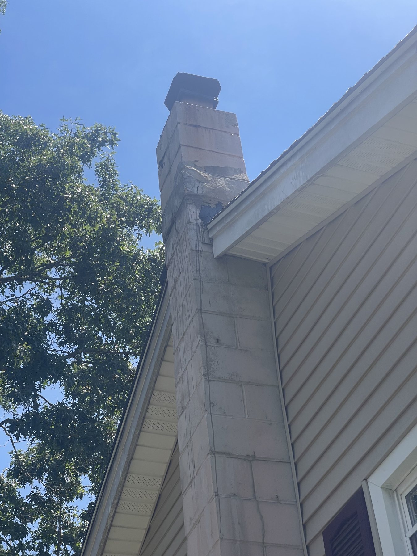 Before side view of the original wood stove chimney