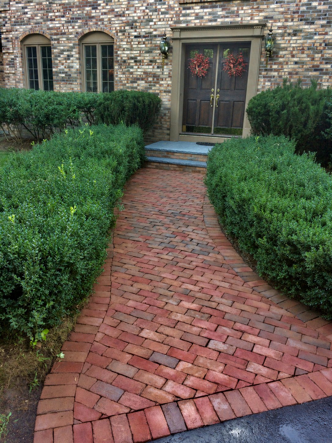 Brick Steps with Granite Treads & Clay Paver Walkway — Upton, MA