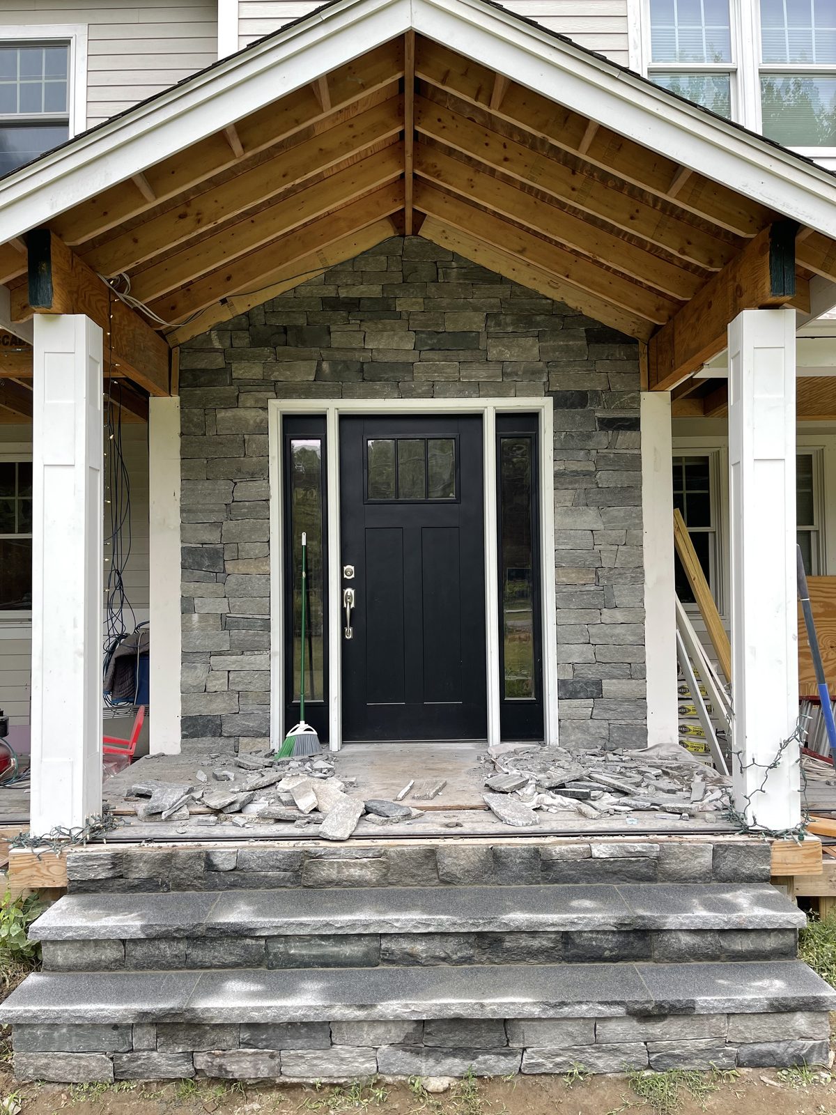 Stone Veneer & Granite-Capped Steps — Bolton, MA