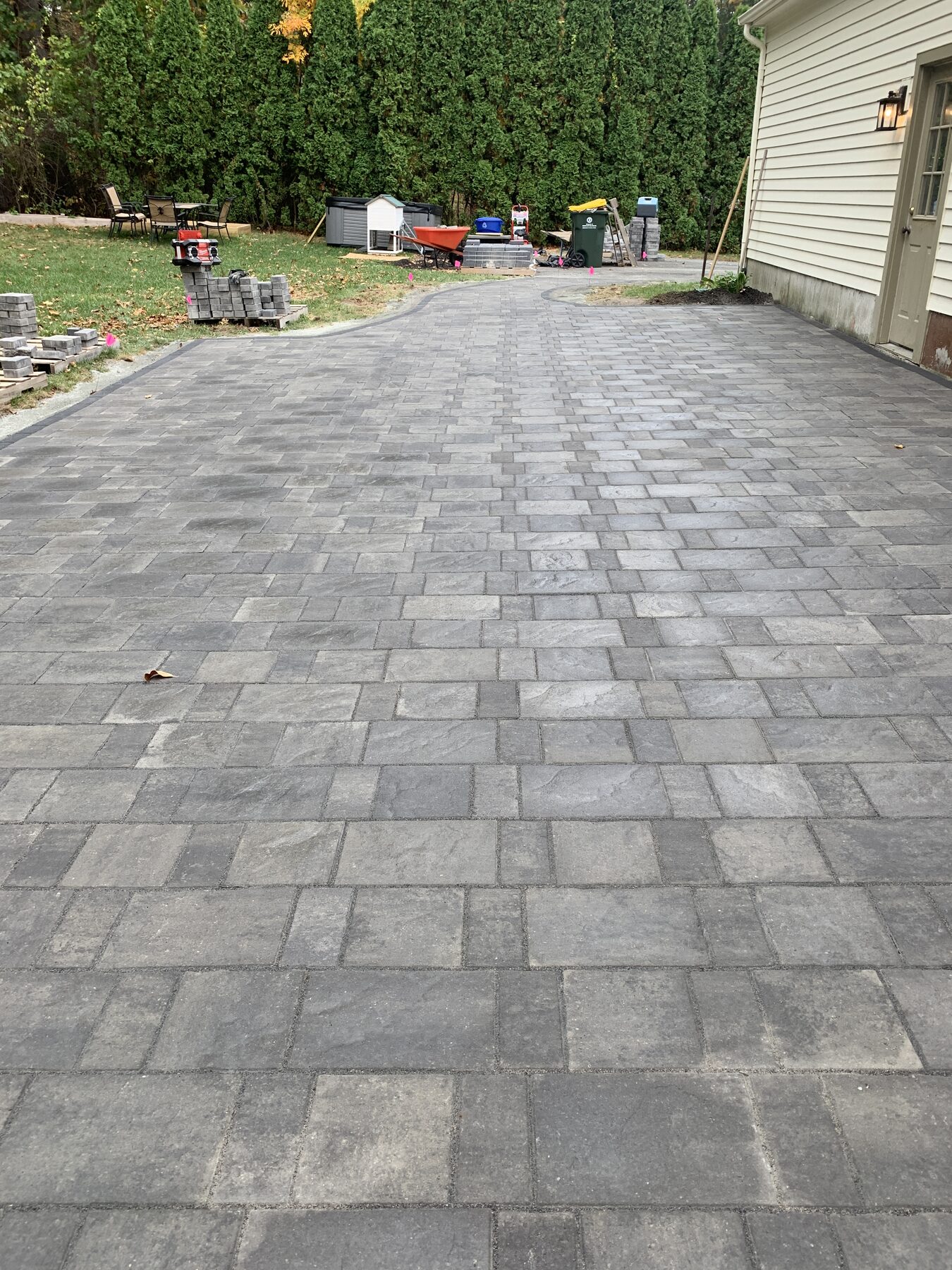 Finished concrete paver patio surface in Franklin Massachusetts